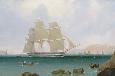 Ein getakelter Schoner des Weißen Geschwaders vor Plymouth, 1835 von John Lynn